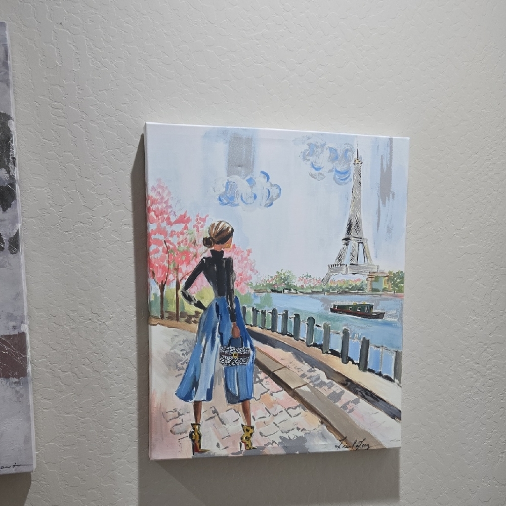 Colleen Karis Liesl Long Parisian Street Scene Canvas Wall Art Signed